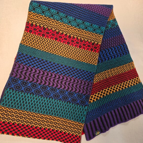 SOLMATE Boho UNISEX Multicolor Multi Patterns Recycled Knit Scarf New NO Tags! - Picture 8 of 14